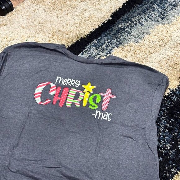Merry CHRISTmas Colorful text on grey size XL Unisex NWT Eternal Light T-Shirt - Picture 6 of 9